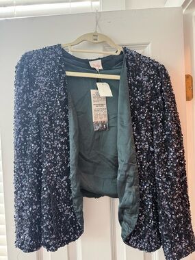 Parker Navy Sequin Open-Front Blazer (runs small)